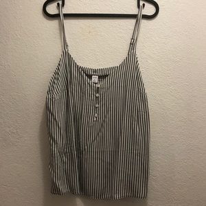 Old Navy white & grey striped cami with buttons